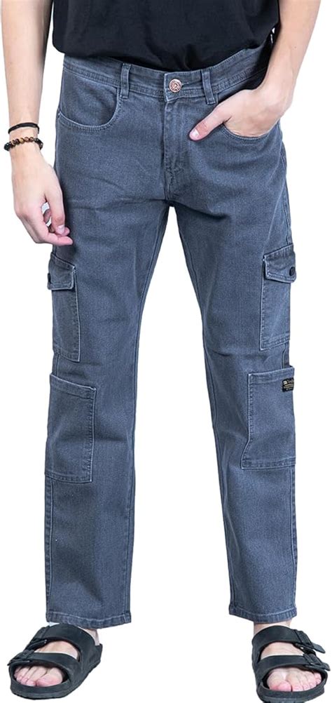 TISTABENE Grey Baggy-Fit Cargo Denim Jeans for Men - Price History
