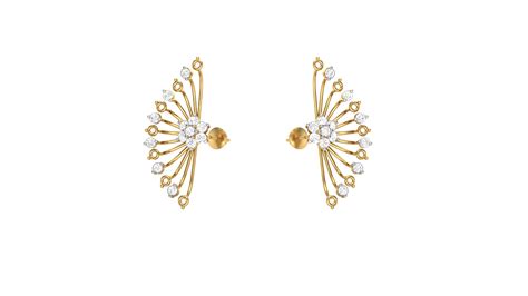 The Celestial Flower Climbers Stud Earrings - 0.47 Ct Round Cut Diamon ...
