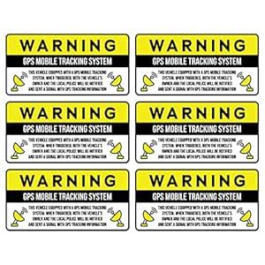 Anti-Theft Car Vehicle Stickers with GPS Tracking Warning (Pack of 6 ...
