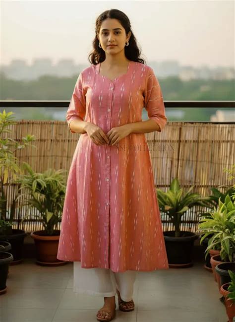Hand Weaving Ikkat Cotton A-Line Kurti | Premium Pure Cotton | M–XXL ...