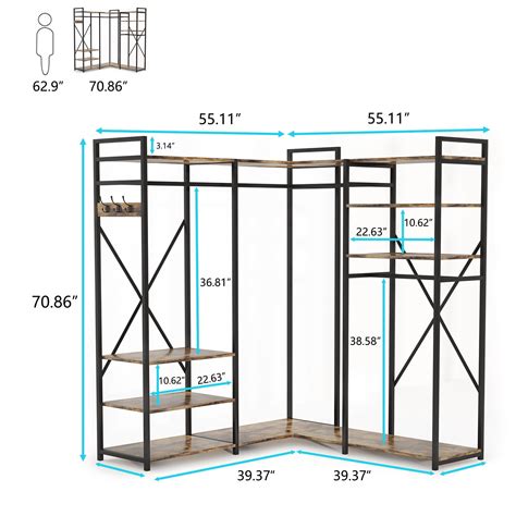 Buy PAKASEPT L Shaped Closet Organizer, Freestanding Corner Clothes ...