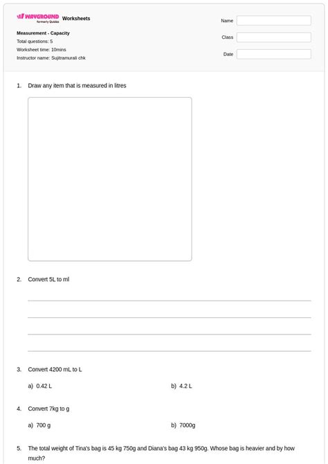 50+ Measurement and Capacity worksheets for Class 4 on Wayground | Free ...