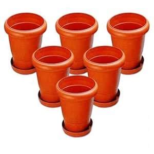 NILKAMAL PLANTERS 12"Set of 6 with Tray : Amazon.in: Home & Kitchen