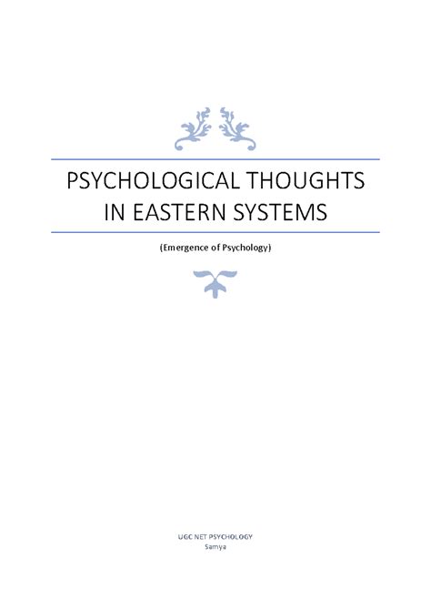 UGC NET PSYCHOLOGY: Exploring Psychological Thoughts in Eastern Systems ...