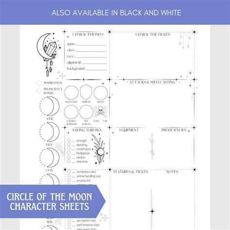 Buy Dnd 5e Character Sheet: Circle of the Moon Druid Fillable PDF ...