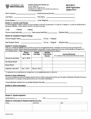 OSAP Application Update Form - Blank Fillable Template | Fill Out ...