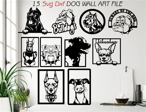Buy 13 Svg Dxf Dog Wall Art Decor Metal Wood Laser CNC Router Machine ...