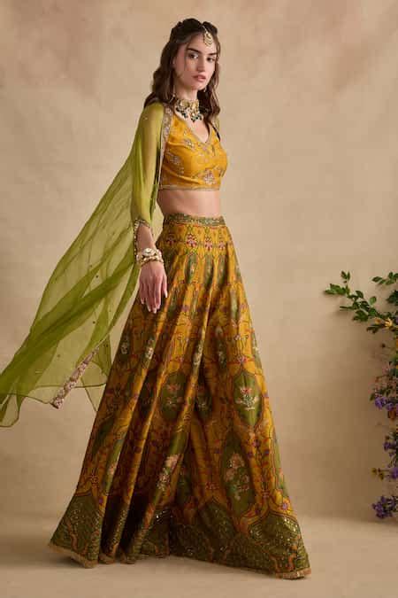 Buy Mustard Viscose, Silk Embroidery, Sequins, Zari V-neck, Urja Cape ...