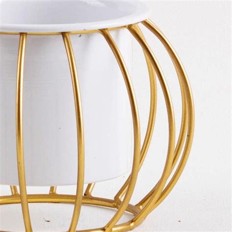 Buy NURTURING GREEN Ottoman Gold Metal Planter Pot Stand from Nurturing ...