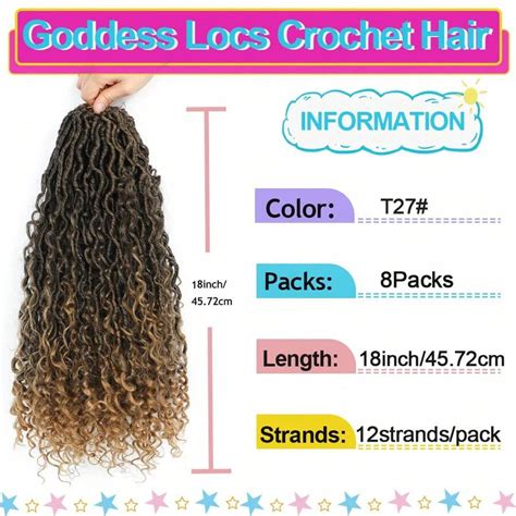 Cabello trenzado Goddess Locs de 18 pulgadas, cabello trenzado Faux ...
