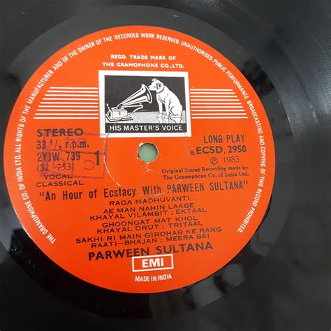 Parween Sultana - An Hour of Ecstasy With Parween Sultana (Vinyl ...