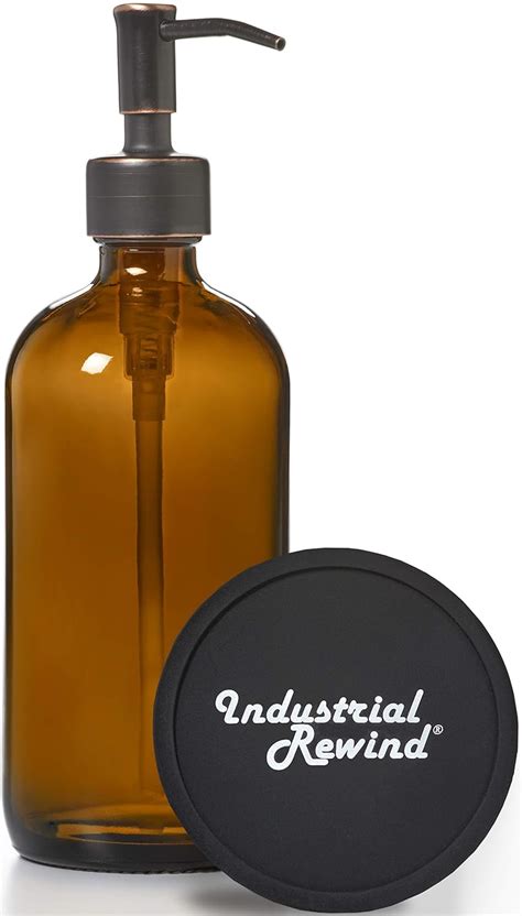 Amber Glass with Oil Rubbed Bronze Soap Dispenser Pump with Coaster for ...