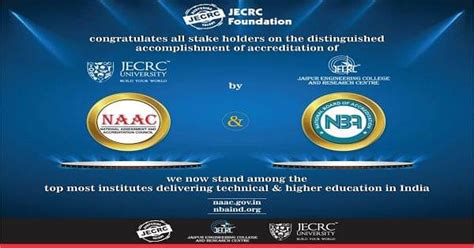 JECRC University Becomes Choicest List of Organizations Accredited by ...