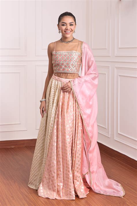 Peach Chanderi Brocade Lehenga For Women – Shop Today!