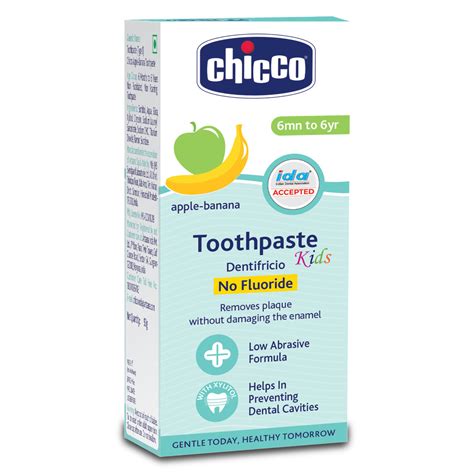 Chicco Apple-Banana Flavour Toothpaste for 6 Months to 6 Year Kids, 50 ...