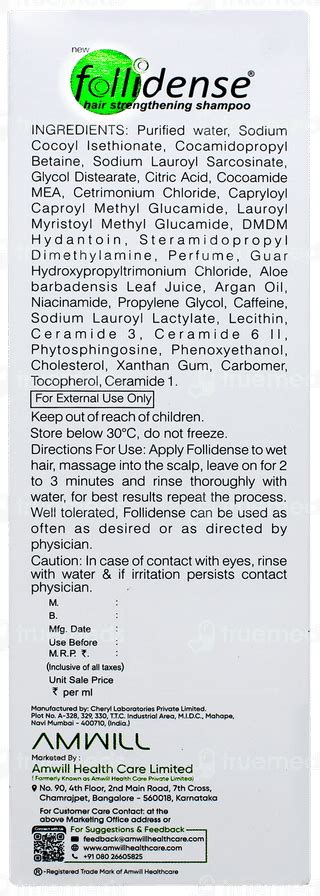 Follidense Shampoo 150 Ml - Uses, Side Effects, Dosage, Price | Truemeds