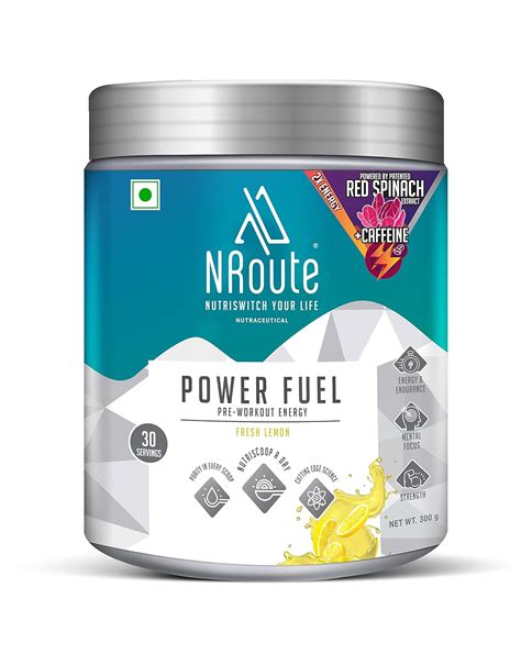 NRoute Powerfuel PreWorkout Supplement for Men & Women with Caffeine ...