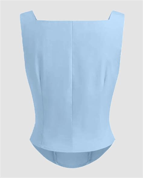 Cowl Neck Sleeveless Top in Sky Blue - Littlebox India