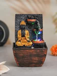 CHRONIKLE Grey Polyresin Tabletop Buddha 3 Step Indoor Water Fountain ...