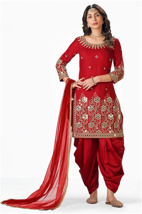 Buy Art Silk Fabric Festival Wear Red Color Phenomenal Patiala Suit ...