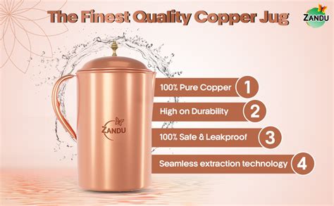 Zandu Copper Jug (2 L): Ayurveda Inspired | 100% Pure Copper | Copper ...