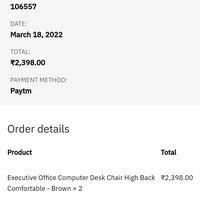 Nexa7 — I had placed an order of executive office chair but order not ...