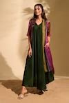 Buy Multi Color Organza, Satin V-neck Stroke Print Jacket Dress For ...