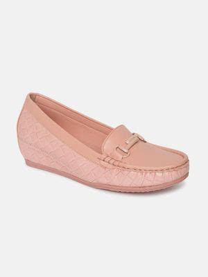 Buy Marc Loire Women Pink Textured Casual Loafers Online
