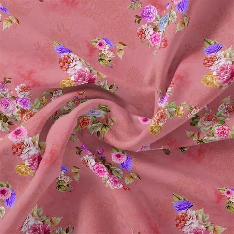 Buy Digital Printed Pure Cotton Fabric - Floral Print - Unstitched ...