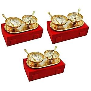 JAIPUR ACE German Floral Gold & Silver Plated Bowl with Tray Set ...