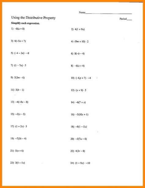Printable Algebra 1 Worksheets