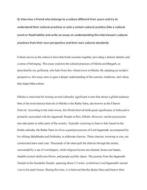 Culture - It is defined as the ways of thinking, the ways of acting and ...