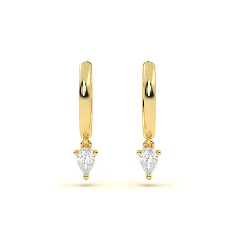 Pear Solitaire Diamond Hoops – House of Mija