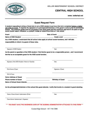 Fillable Online Guest Request Form.pdf - Keller ISD Schools - Keller ...