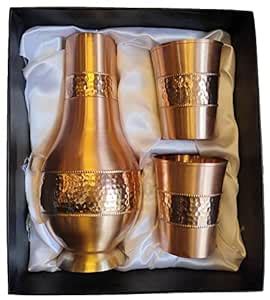 Buy Season Metal Set of 1 Surahi Jug and 2 Glass, Pure Copper Water ...