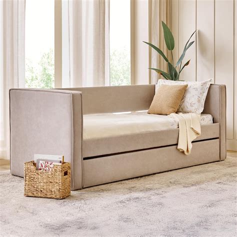 Buy Hive Fabric Day Bed with Trundle - Beige from Home Centre at just ...