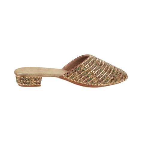Buy Cheemo Women Antique-Gold Ethnic Slip Ons Online | SKU: 92-102-28 ...