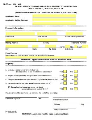 Fillable Online state sd SD EForm - 1291 Fax Email Print - pdfFiller