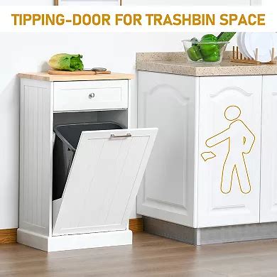 Homcom Kitchen Tilt Out Trash Bin Cabinet, Free Standing Recycling Cabinet