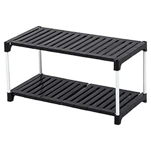 YMRR® 2-Tier Metal Shoe Rack with Large Plastic Shelves | Multipurpose ...