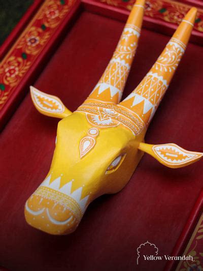 Wooden Wall Frame with Cow Face – Yellow Verandah