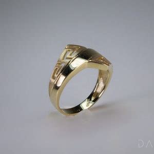 Buy Greek Key Band 14K Solid Yellow Gold Ring Greek Jewelry Roman Greek ...