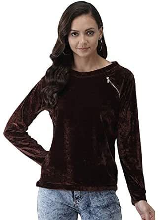 Buy Rue Collection Velvet Finish Top's for Womens Brown at Amazon.in