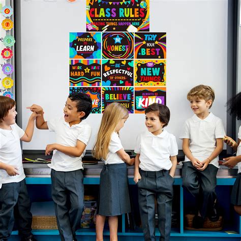 10 pieces Classroom Rules Poster for Classroom Decorations, Laminated ...