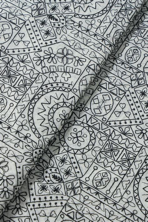 Traditional Embroidery Work On Off White Pure Cotton Fabric