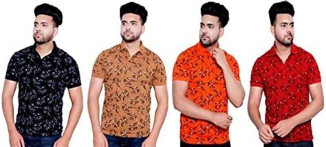 Buy FEVER 98.6 Men Printed Collared Neck Half Sleeve Tshirt(11269_Pack ...