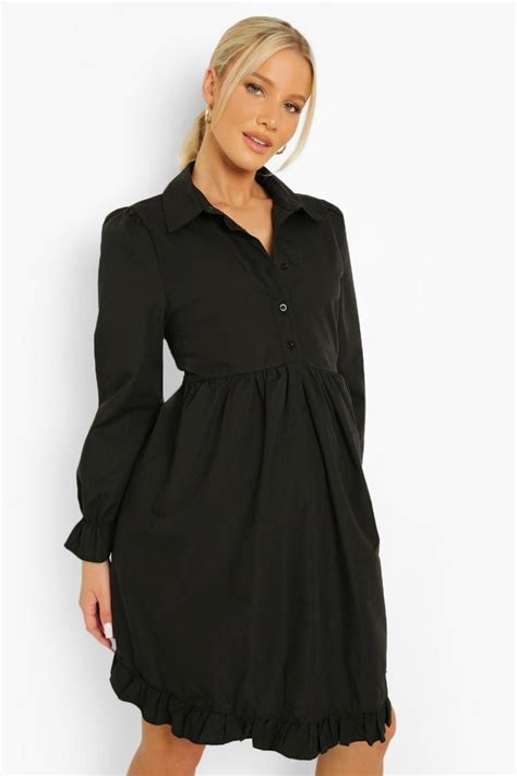 Maternity Frill Hem Shirt Dress | boohoo USA