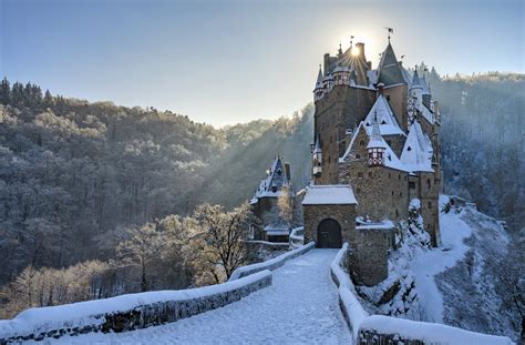 Download wallpaper winter, forest, snow, bridge, castle, Germany ...