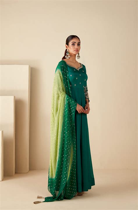Green Zardosi Embroidered Anarkali Suit – Suruchi Parakh