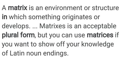 what ia the plural form of matrix - Brainly.in